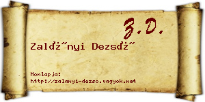 Zalányi Dezső névjegykártya